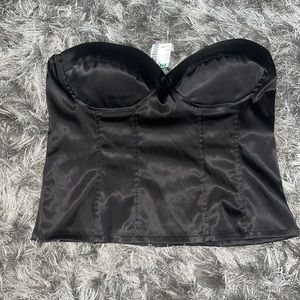 NWT Black Strapless Corset Like Crop Top